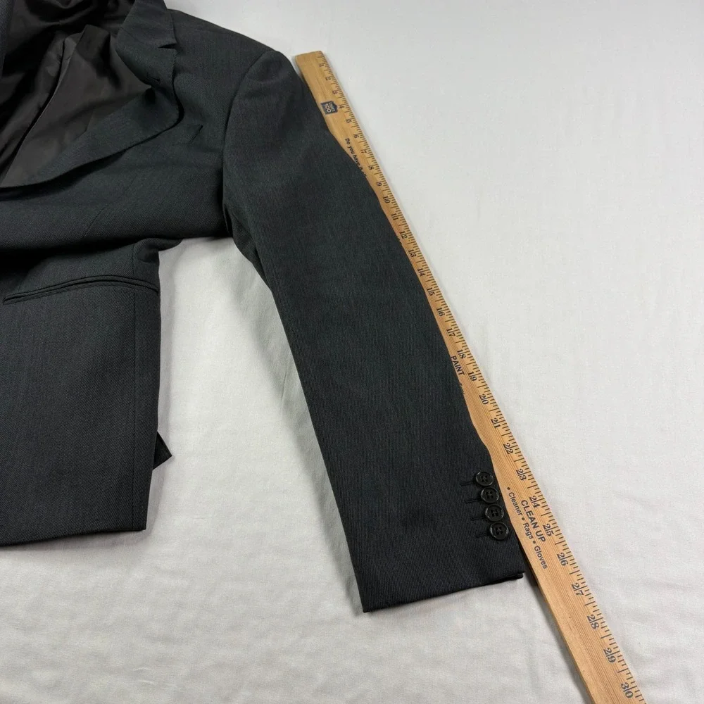 Armani Collezioni Wool Blazer Mens Size 50 Gray Black Jacket Single Breasted